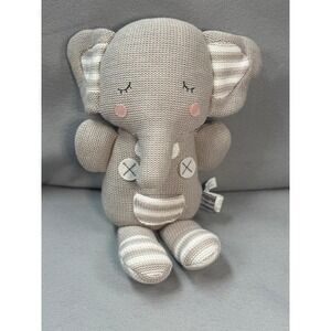 Living Textiles‎ Theodore Elephant Knit Baby Rattle Plush Gray Stuffed Toy